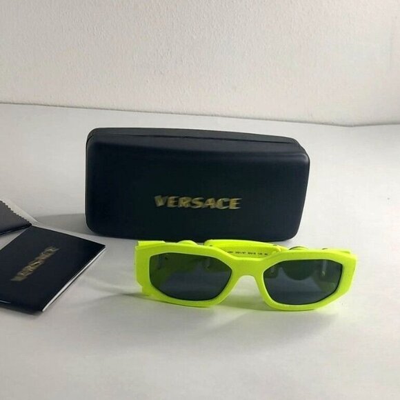 VERSACE VE4361 Biggie Sunglasses Yellow Fluo Medusa Rectangle - Picture 9 of 12